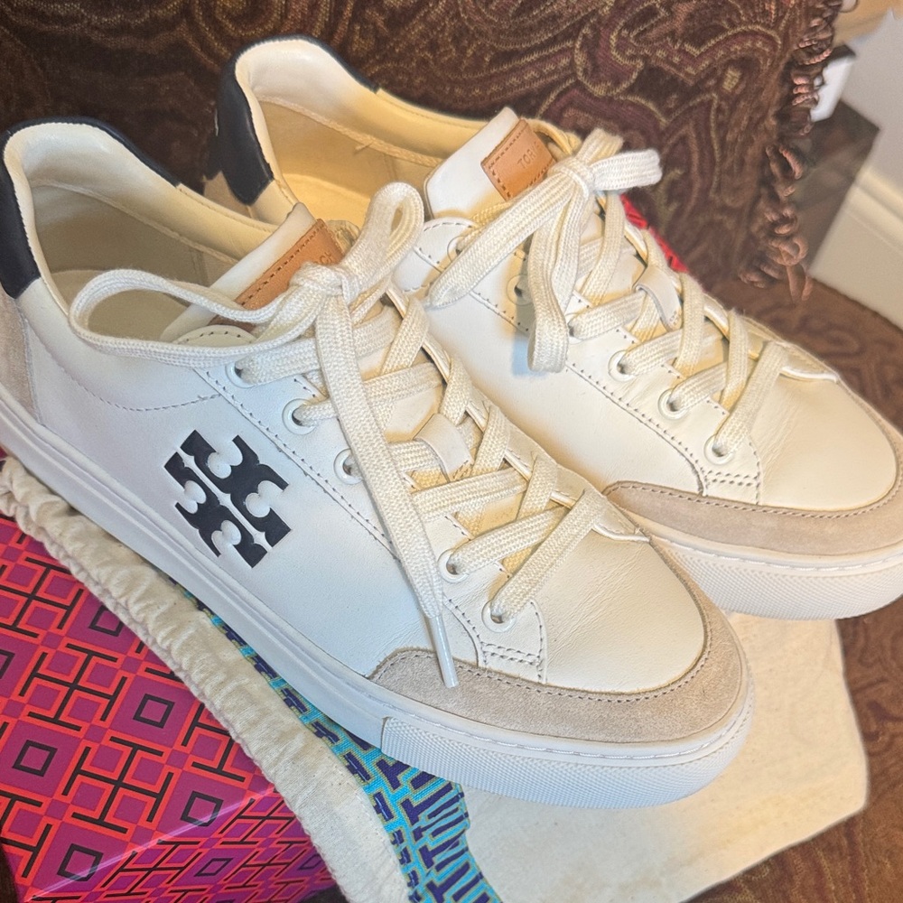 Tory Burch White and Tan Women's Sneakers